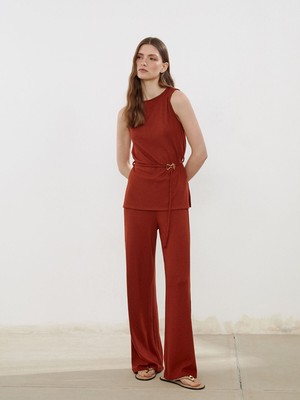 Lc Waikiki Yeni Sezon Beli Lastikli Geniş Paça Kadın Triko Pantolon