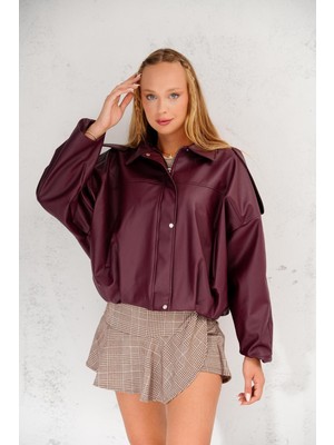 Apolet Detaylı Yeni Sezon Bomber Deri Ceket