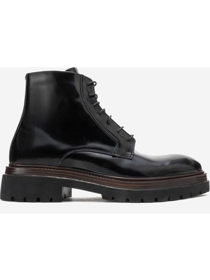 Dericlub Erkek Kalın Taban Fermuarlı Bot Gerçek Açma Deri Fr 541456 Siyah