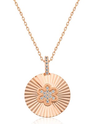 925 Ayar Gümüş Fırfırlı Çiçek Kadın Gümüş Kolye