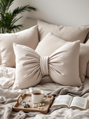 Fiyonk Görünümlü Dekoratif Yastık Dolgulu Fiyonk Kurdele Hediye Yastık Kırlent Minder