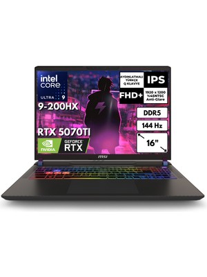 Msı Vector 16 Hx Aı Ultra 9 255HX 48  GB 4 Tbssd 12GB RTX5070TI 16" 144Hz Wuxga Windows 11 Pro Gaming Laptop A2XWHG-091XTRAT70