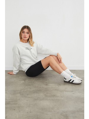 3 Iplik Manhattan Baskılı Bisiklet Yaka Sweatshirt