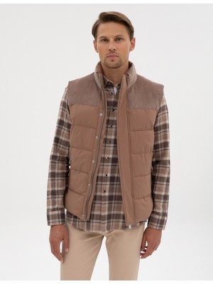 Pierre Cardin Erkek Vizon Kadife Detaylı Yelek 50313952-VR052