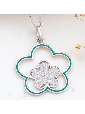 925 Ayar ​gümüş Çiçek Desenli Kadın Kolye