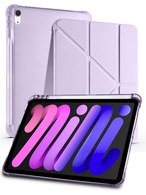 Nezih Case Apple iPad Mini 7 / iPad Mini 6 Uyumlu Pu Deri Uyku Modlu Kalem Bölmeli Arkası Yumuşak Silikon Kılıf