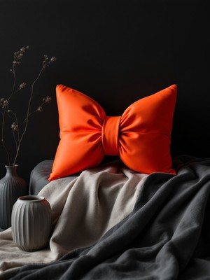 Fiyonk Görünümlü Dekoratif Yastık Dolgulu Fiyonk Kurdele Hediye Yastık Kırlent Minder