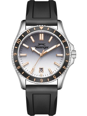 Slazenger SL.09.2531.1.05 Silikon Kordon Çelik Kasa 10 Atm Suya Dayanıklı Siyah Renk Erkek Kol Saati