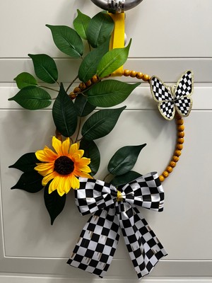 Mackenzie Çiçekli Kapı Süsü Kurdele Kelebek Kapı Çelengi Şık Tasarım