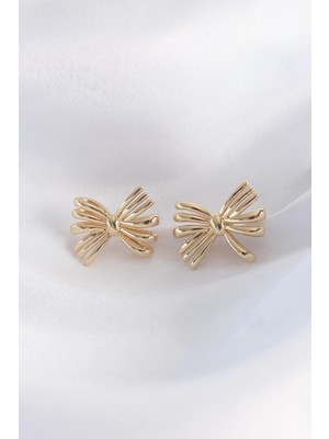 Pirinç Gold Renk Fiyonk Küpe