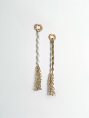 El Yapımı Makrome Duvar Süsü - 2 Parça Jüt Ip & Ahşap Halkalı Minimal Bohem Duvar Dekoru