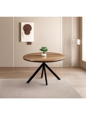 Evistro Ahşap Yuvarlak Açılır Büyüyen Yemek Masası Parlak Ceviz 70 x 120 cm  Sadece Masa Fiyatıdır