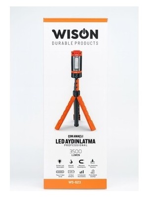 Wison WS-623 Çok Amaçlı Ayaklı Döner Başlıklı Tripod Aydınlatma | 3500 Lümen – 5 Mod – Powerbank – Su Geçirmez