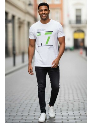 Enrique Baskılı Erkek Tişört Beyaz