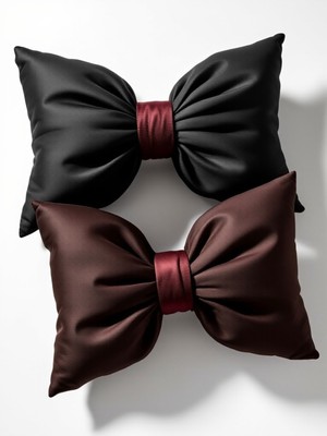 2'li Keten Set Fiyonk Görünümlü Dekoratif Yastık Dolgulu Fiyonk Hediye Yastık Kırlent (2 Adet)