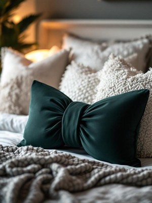 Fiyonk Görünümlü Dekoratif Yastık Dolgulu Fiyonk Kurdele Hediye Yastık Kırlent Minder