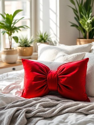 Fiyonk Görünümlü Dekoratif Yastık Dolgulu Fiyonk Kurdele Hediye Yastık Kırlent Minder