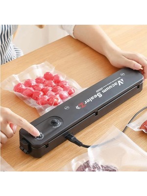 Vacuum Sealer Ev Tipi Vakumlama ve Yapıştırma Makinesi + 10 Adet Vakum Poşeti (5264)