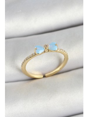 Pirinç Fiyonk Figürlü Zirkon Taşlı Gold Renk Ayarlanabilir Kadın Yüzük