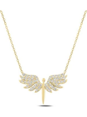 925 Ayar Gümüş Gold Mikail Meleği Kadın Gümüş Kolye