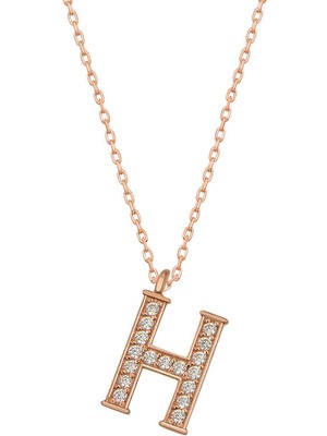 925 Ayar Gümüş Rose H Harfi Kadın Gümüş Kolye