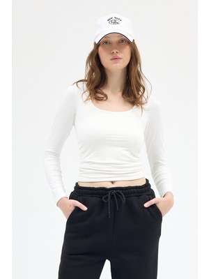 Rays Ekru Bisiklet Yaka Bluz 2434