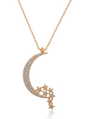 925 Ayar Gümüş Ay Yıldızlı Kadın Gümüş Kolye