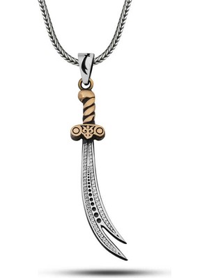 Gümüş Desenli Zülfikar Kılıcı Erkek Kolye