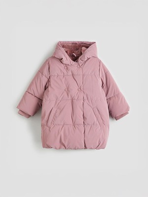 LC Waikiki Kapüşonlu Kız Çocuk Mont Düz Desenli 1 - 2 Yaş Peluş Astar (W5)