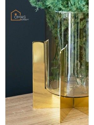 Premium Gold Metal Ayaklı Gold Renkli Cam Vazo,dekoratif Metal Ayaklı Gold Cam Vazo,saksı