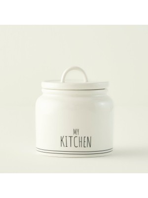 Bella Maison My Kitchen Beyaz Porselen Kavanoz 500 cc 12x12x12,5 cm Kuru Gıdalar için Şık Saklama Çözümü