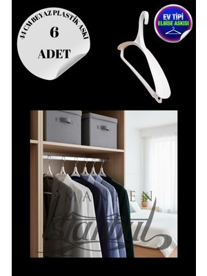 6 Adet Ev Tipi 44 cm Plastik Ceket Askısı Buluz Askısı Elbise Askısı Kıyafet Askısı