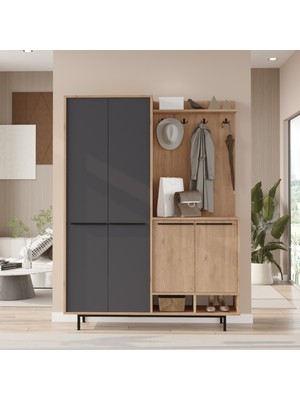 Carmen Portmanto Vestiyer Ayakkabılık Metal Ayaklı Sepet-Antrasit Car1-Sa