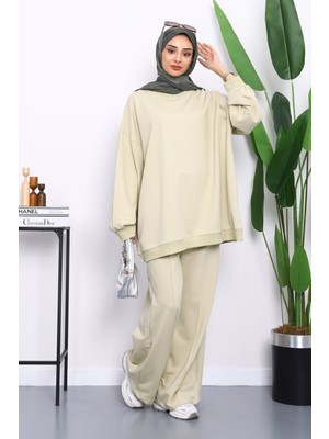 Pastel Yeşili Iki Iplik Oversize Pantolonlu Takım