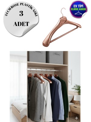 3 Adet Ev Tipi 44 cm Kaplama Plastik Ceket Askısı Buluz Askısı Elbise Askısı Kıyafet Askısı