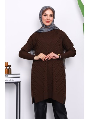İmaj Butik Kahverengi Soğuk İplik Triko Tunik