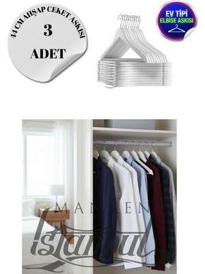 3 Adet Ev Tipi Ahşap 44 cm Ceket Askısı Takım Elbise Askısı Kıyafet Askısı