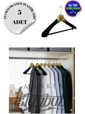 5 Adet Ev Tipi 44 cm Kaplama Plastik Ceket Askısı Buluz Askısı Elbise Askısı Kıyafet Askısı