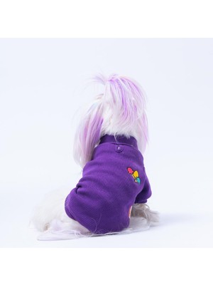Mor Ice Cream Dondurma Nakışlı Esnek Kedi Köpek Sweat- Kedi Köpek Kıyafeti
