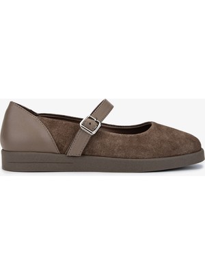 Valmenti Kadın Hakiki Deri Vizon Babet Ayakkabı 434 0402 Bn Ayk SK25-26 Vzn Suet/vzn Dr