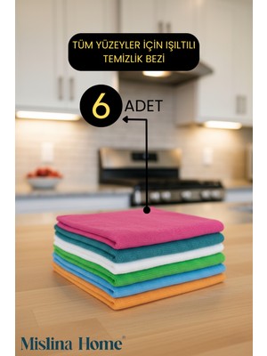Mikrofiber Çok Amaçlı Genel Temizlik Bezi 6’lı Set 40X40CM – Renkli Mutfak Ev Araba Bezi
