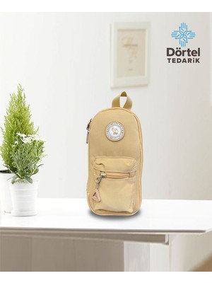 Elephant 2 Fermuarlı Kumaş Kalem Kutu Sarı Kalem Çantası