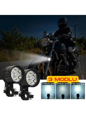 6 LED Beyaz Sis Farı 3 Modlu Araç Motosiklet Off Road Atv Forklift LED Lamba Projektör Metal Arazi Çalışma Lambası 2 Adet 12/24V