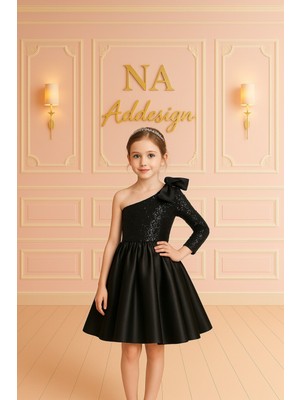 Tek Omuz Pul Payetli ve Saten Etekli Kabarık Elbise – Özel Gün Elbisesi