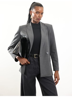 Antrasit Çift Düğmeli Blazer Ceket 17165