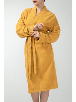 Cotto N Mania Unisex Premium Bornoz Hardal Renk Pamuk Kumaş 101 - Yeni Trend Yumuşak Dokunuş