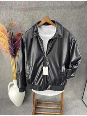 Polo Yaka Kolu Lastikli Iç Astarlı Deri Ceket W26LBM5005