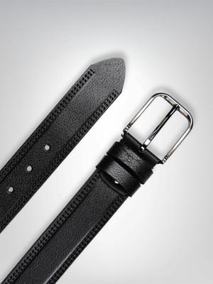 Hakiki Deri Erkek Kemer – Çift Dikişli, 4cm, Siyah | 8790