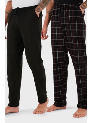 Buratti Pamuklu Regular Fit Normal Bel Düz Paça Cepli 2'li Paket Pijama Altı Erkek Pijama Altı 6574003S2