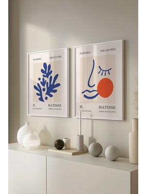Mavi Matisse 2'li Beyaz Çerçeveli Poster, Tablo Seti No:27